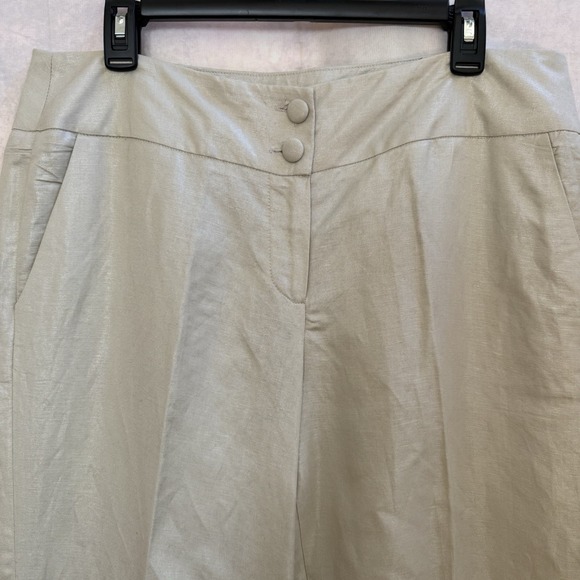 Sandro Sportswear Womens Wide Leg Pants Size 14 Shimmery Beige Linen Blend - Picture 3 of 13